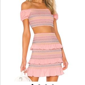 LOVERS AND FRIENDS pink crop top and skit. Skirt has tags.